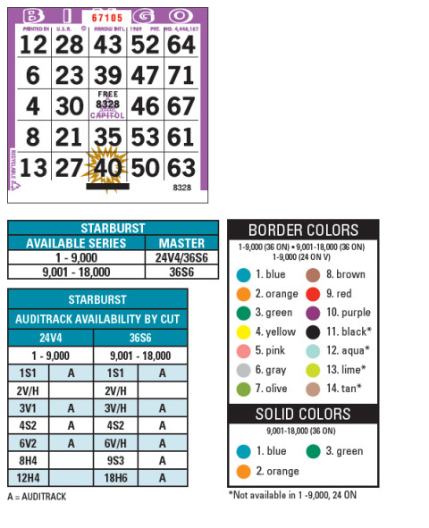 Capitol Starburts Bingo Paper