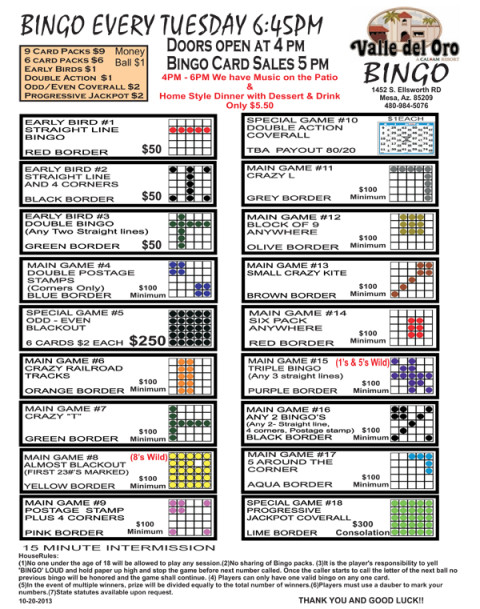 Valle del Oro Bingo